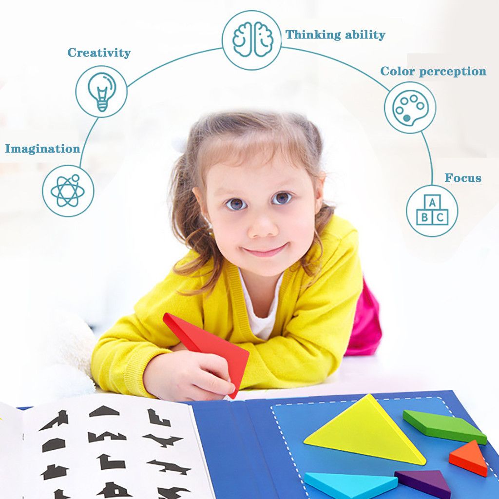 Enfants en bois magnétique Tangram Puzzle