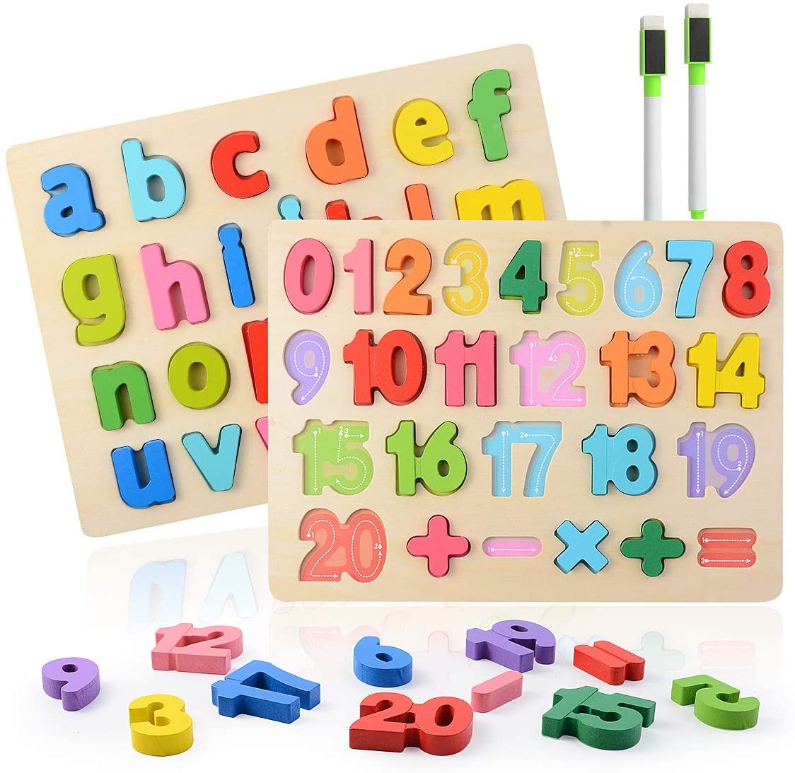 Puzzle En Bois, 2 Pièces Alphabet en Bois