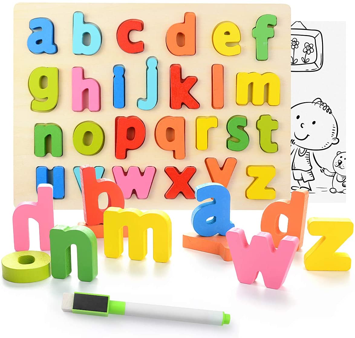 Puzzle En Bois, 2 Pièces Alphabet en Bois